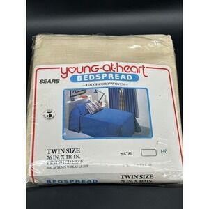 Vintage Sears Young-at-Heart Twin Bedspread Toughcord Woven NEW Old Stock